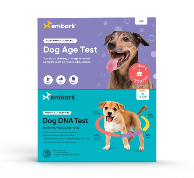 dog age test and breed & health test kits bundle